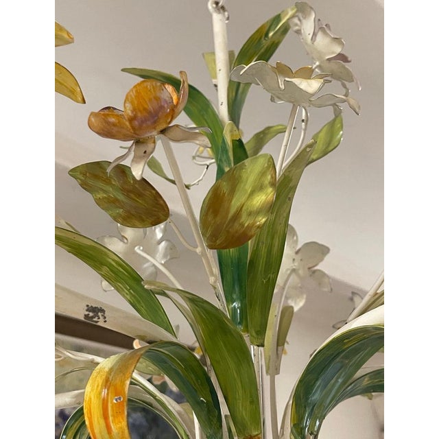 Floral Chandeliers in Metal, 1960s, Set of 2 For Sale - Image 6 of 10