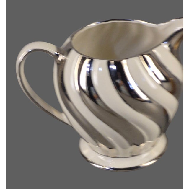 Mid 20th Century Vintage Sadler England Silver & Cream Swirl Porcelain Milk Pitcher For Sale - Image 5 of 9