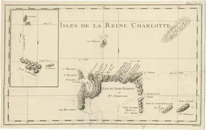 Antique Map of the Santa Cruz Islands with Inset of Carteret and Gower Islands, 1774