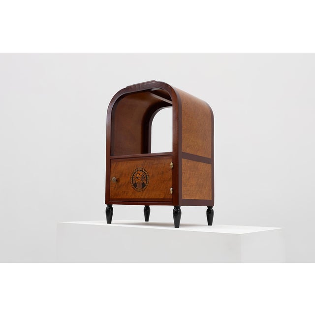 Art Deco Arched Side Table with Storage Unit and Black Marble Top, France, 1920s For Sale - Image 10 of 16