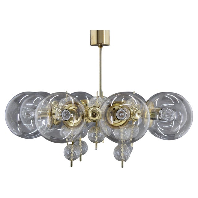 Large Chandelier in Brass Finish attributed to Kamenicky Senov, 1970s For Sale