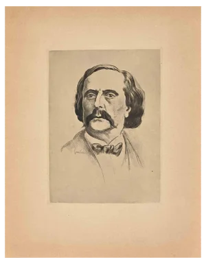 Pierre Gandon, Portrait of Jules Barbey d'Aurevilly, Etching, 1930s