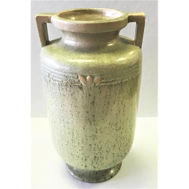 Mid 20th Century Vintage Mid Century Egyptian Revival Ceramic Urn Vase With Celedon Glaze For Sale - Image 5 of 8