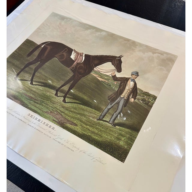English 1930s Skirmisher Racehorse Hand-Colored Equestrian Engraving After Charles Hunt, 1857 For Sale - Image 3 of 3