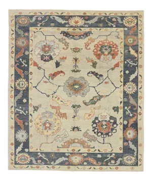 Earth-Tone Turkish Oushak Rug, 08'02 X 09'08