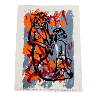 1990s Expressionist Style Figurative Nude Silkscreen Original Print For Sale