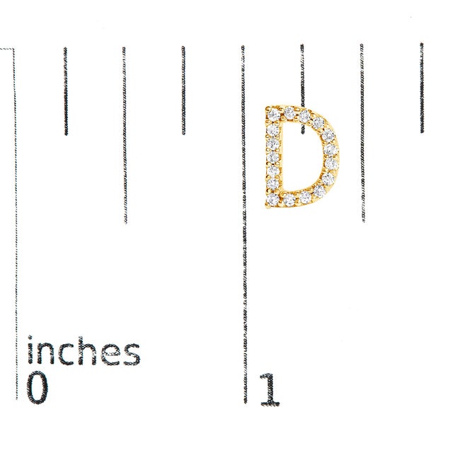 Early 21st Century 10K Yellow Gold 1/10 Cttw Diamond 'D' Initial Stud Earring For Sale - Image 5 of 5