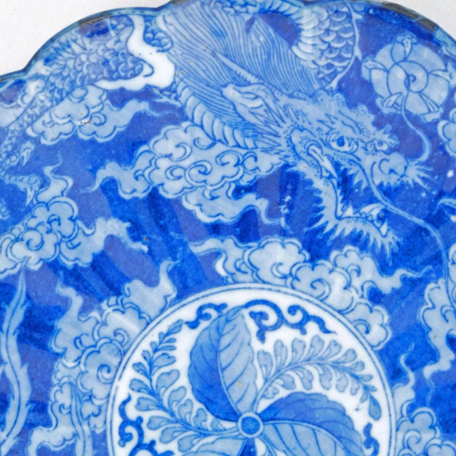 Antique Japanese Dragon Phoenix Transferware Plate Circa 1900 For Sale - Image 4 of 12