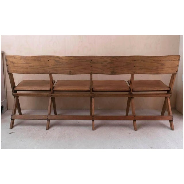 Vintage Campaign Folding Four-Seater Bench in Oak, 1920 For Sale - Image 4 of 11