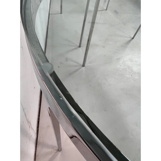 1970s Nicos Zographos Side Tables in Polished Steel With Glass Tops - A Pair For Sale - Image 5 of 9