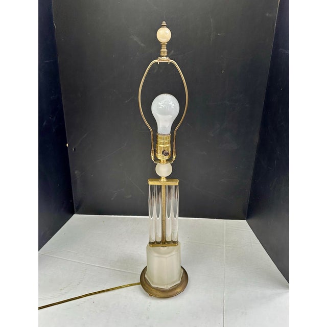 1930s Vintage Neoclassical Glass Rod Table Lamp For Sale - Image 5 of 10
