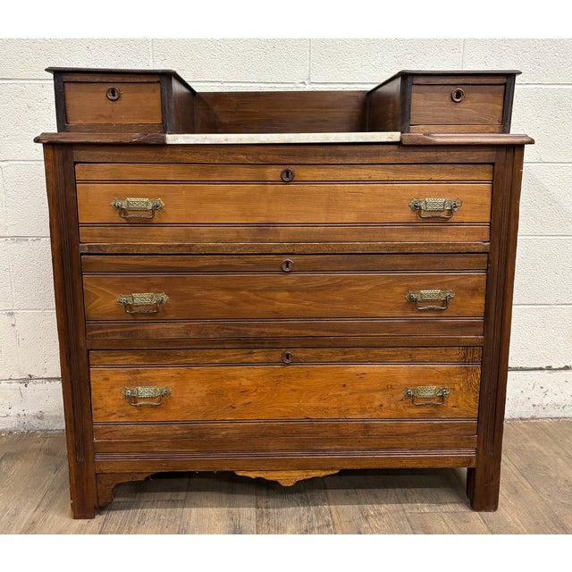 Victorian Antique Victorian Eastlake Farmhouse Style Burled Dresser With Swivel Mirror For Sale - Image 3 of 15