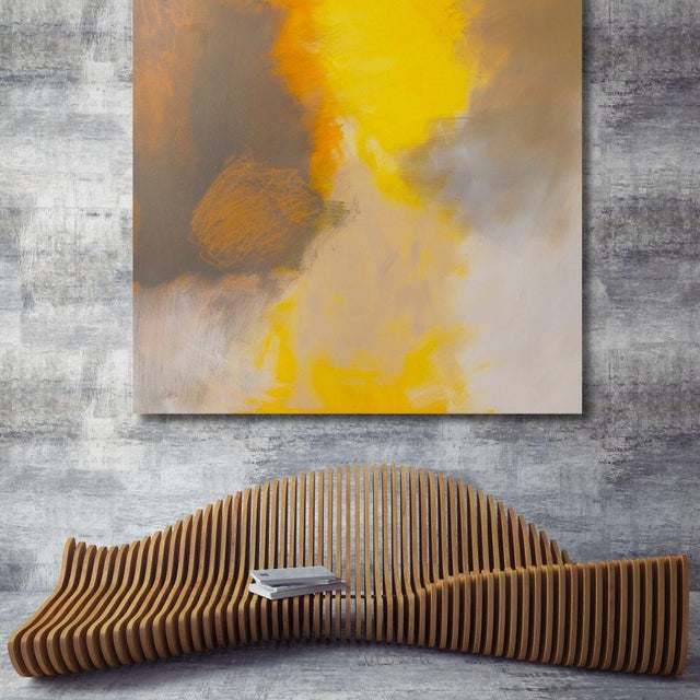 Contemporary Abstract Fabulous® XL "Ease" Meditative Abstract Print on Metal in Buttery Yellow, Sunflower and Earth Tones For Sale - Image 3 of 4