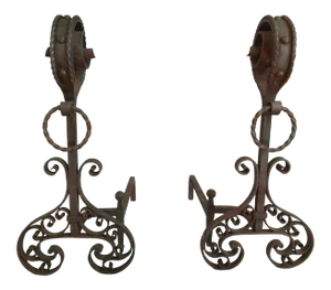 19th C. French Iron Andirons - A Pair