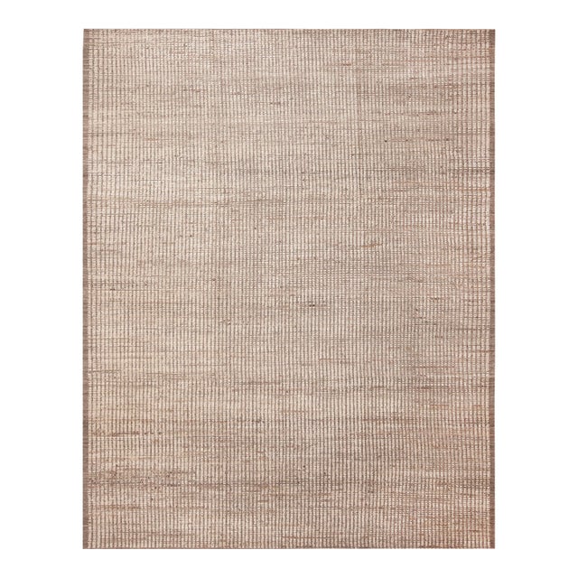 Nazmiyal Collection Wool Modern Neutral Minimalist Rug For Sale