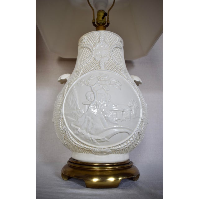 1960s Pair of Ceramic Basket-Weave Paul Hanson Table Lamps For Sale - Image 5 of 8