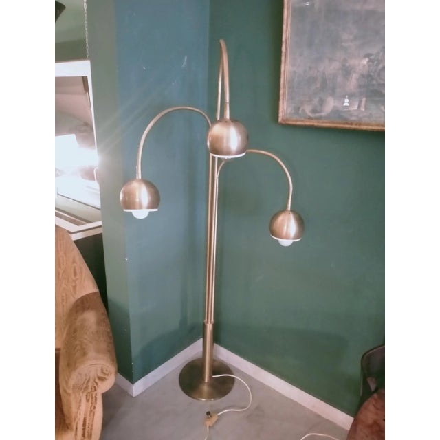 Three-Light Floor Lamp in Brass For Sale - Image 6 of 12