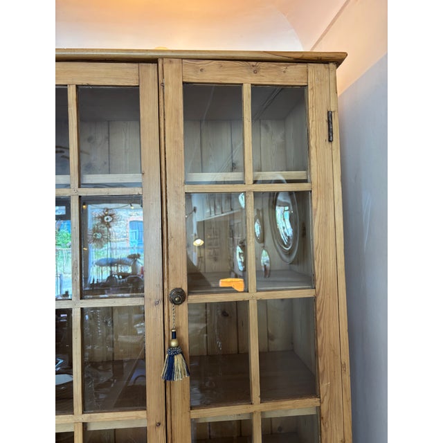 Wood Wooden Glass Cabinet For Sale - Image 7 of 8