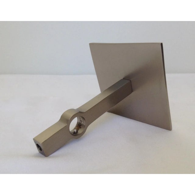 Metal Vintage C.1990's German Blome' (Mfr) "To the Trade," Industry Industrial Brushed Nickel Diamond Point Front Tieback For Sale - Image 7 of 11