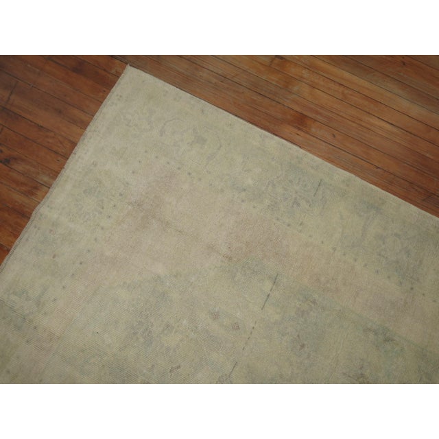 Vintage Zabihi Collection Pale Green Turkish Oushak Rug - 6' x 9'4" For Sale - Image 4 of 7