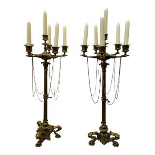 French Empire Bronze Candelabras -a Pair For Sale