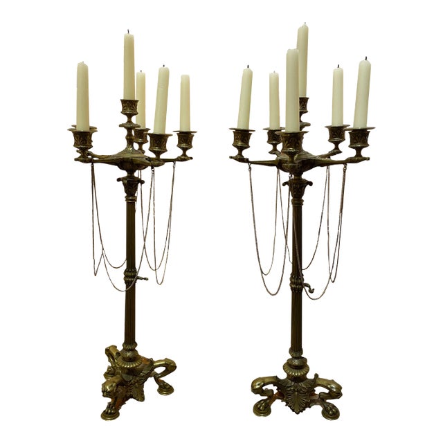 French Empire Bronze Candelabras -a Pair For Sale