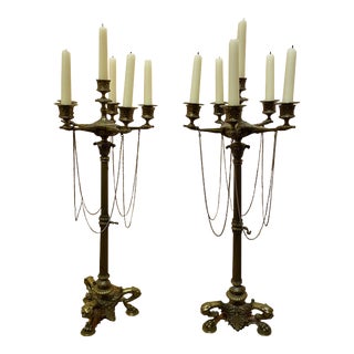 French Empire Bronze Candelabrum - a Pair For Sale