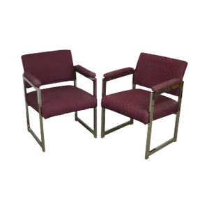 Mid-Century Modern Milo Baughman Style Chrome Armchairs - a Pair