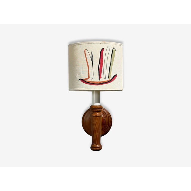 1970s Scandinavian Modern, Wall Sconce, Pine, Fabric, Sweden, 1970s For Sale - Image 5 of 12