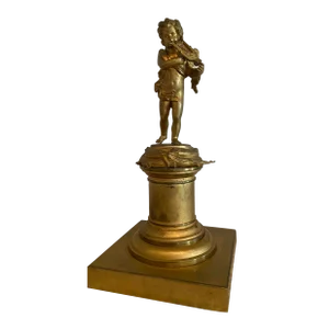 Gilt Antique Cherub Figure With Lyre