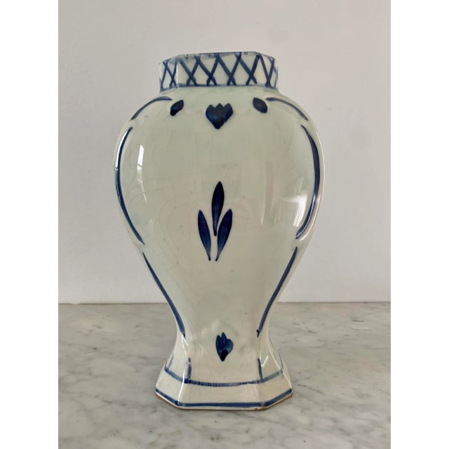 Mid-Century Hand-Painted Delft Vase With Dutch Village Scene For Sale In South Bend - Image 6 of 10