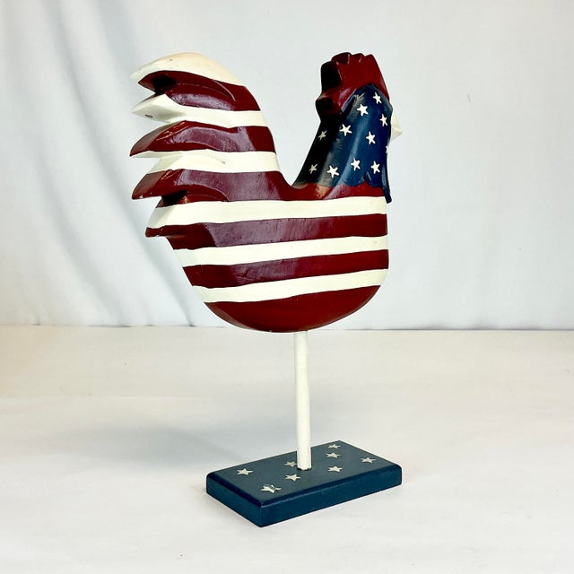1980s Vintage Arts & Crafts Americana Painted Wooden Chicken Figural For Sale - Image 10 of 12