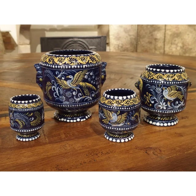 French “Bleu De Nevers” Faience Smoking Service Tray, by Montagnon For Sale - Image 9 of 13