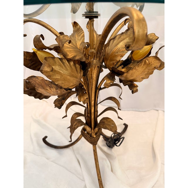 Hollywood Regency Gilded Metal and Glass Flower Base Side Table by Hans Kogl For Sale In San Francisco - Image 6 of 14