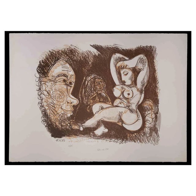 Gianpaolo Berto, To Picasso, Original Lithograph, 1974 For Sale