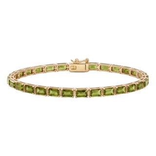 Classic Peridot Gemstone Tennis Bracelet | 925 Silver August Birthstone Bracelet for Woman For Sale