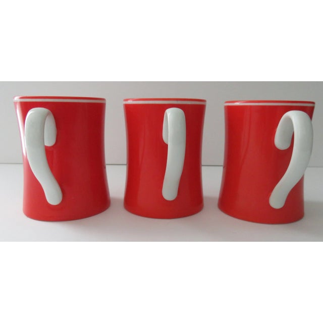 Late 20th Century Fitz & Floyd Rondelet Rouge Red Porcelain Cup Mug, Japan 195- Set of 3 For Sale In Dallas - Image 6 of 8