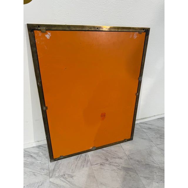 Mid-Century Italian Rectangular Mirror With Brass Frame For Sale - Image 4 of 7