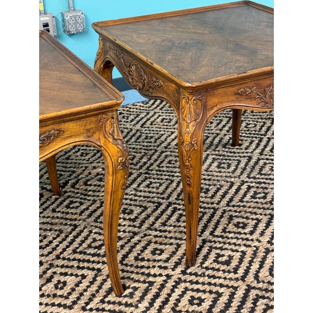 1980s 1980s Henredon Carved French Country Side Tables, a Pair For Sale - Image 5 of 9