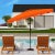 A classic market umbrella gets a stylish makeover in orange and white for chic European flair. Its rectangleangular...