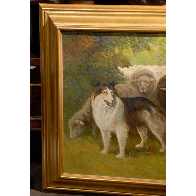 William Henry Drake 1917 Oil on Canvas Painting of Sheep and Dog in Landscape For Sale In Atlanta - Image 6 of 8