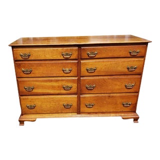 1957 Stickley Furniture Chippendale Solid Cherry 8-Drawer Double Dresser For Sale