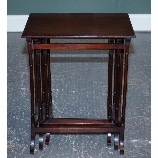 Brown Victorian Nesting Tables with Bamboo Legs, Set of 3 For Sale - Image 8 of 13