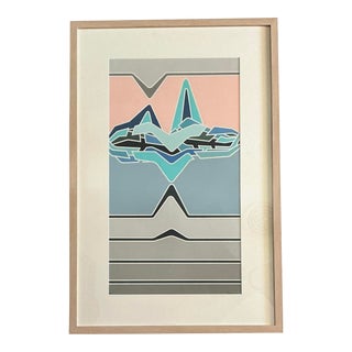 Vintage 1980s Signed Abstract Lithograph For Sale
