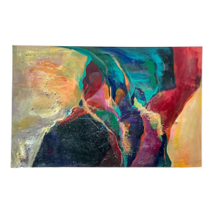 Vintage Boho Original Abstract Oil Painting on Canvas