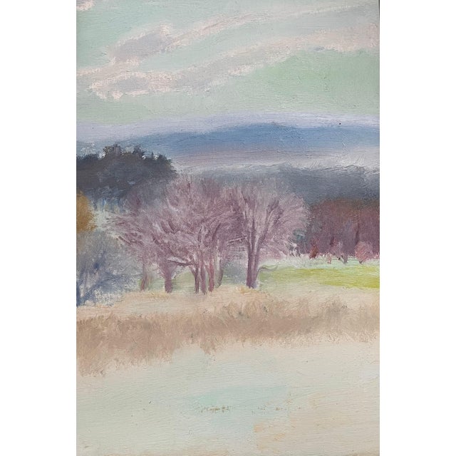 Mid 20th Century Ralph Della Volpe, Modernist Oil Painting Bucolic Valley Woods Landscape Ralph Della Volpe For Sale - Image 5 of 7