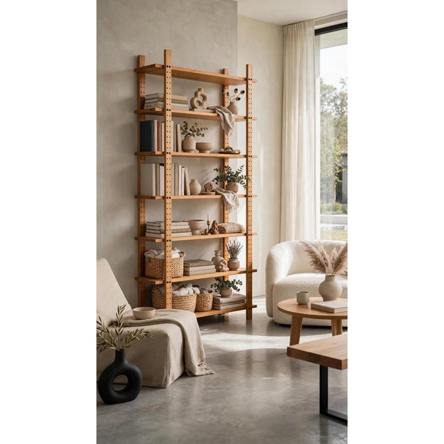 Large Vintage Wooden Bookcase, 1970s For Sale - Image 3 of 8
