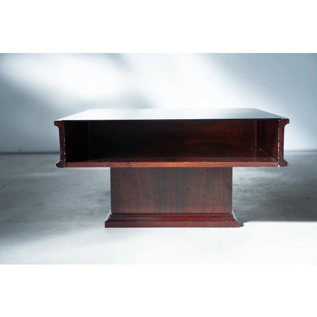 Vintage Mahogany Coffee Table with Glass Top, 1970s For Sale - Image 3 of 11