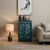 Teal Distressed Teal Green Golden Floral Graphic Side End Table Nightstand For Sale - Image 8 of 11