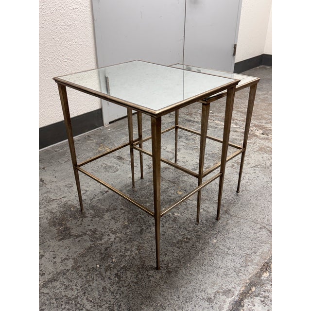 2010s Restoration Hardware Antiqued Mirrored Nesting Tables, Set of Two For Sale - Image 5 of 12